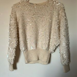 Gorgeous vintage Nannell iridescent sequin ivory sweater